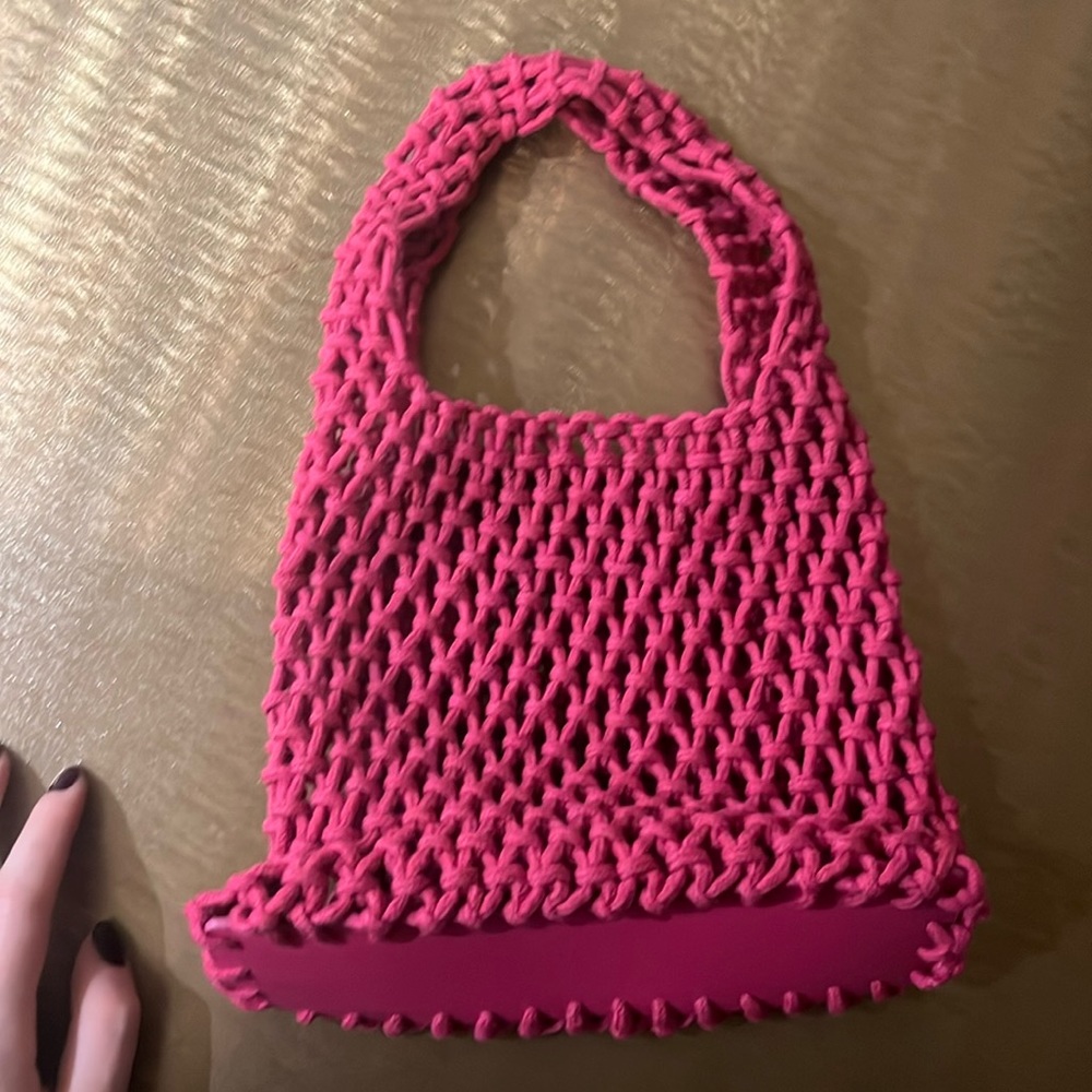 NEW Pink Crochet Beach Bag - Picture 1 of 4